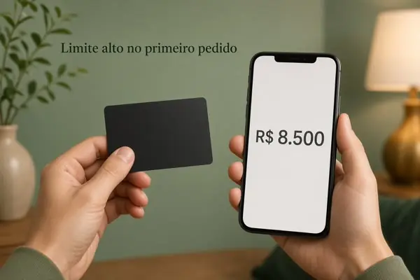 Pessoa olha o primeiro limite oferecido no cartão.