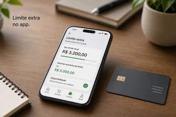 Pessoa vê a oferta de limite extra no aplicativo.