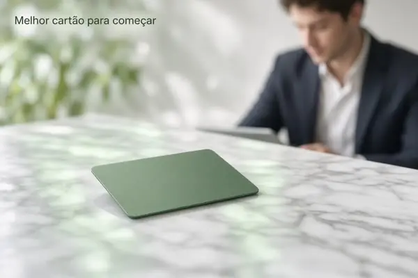 Pessoa escolhe o primeiro cartão de crédito com calma.